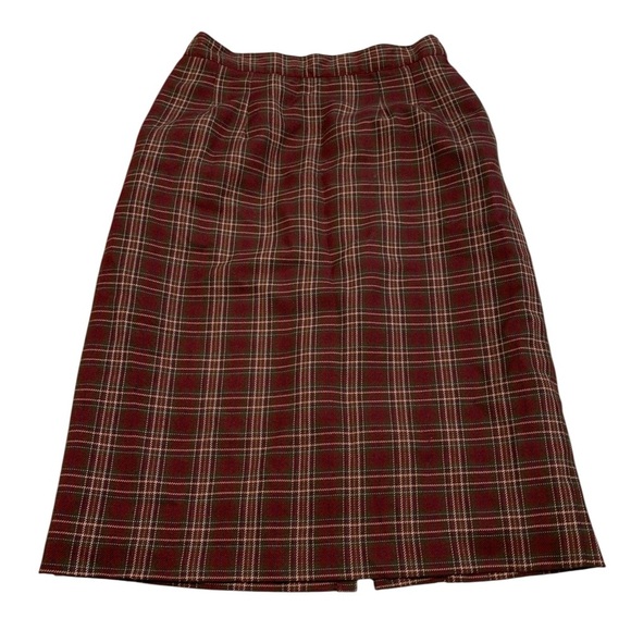 Tabi Dresses & Skirts - Vtg 80s Tabi International Burgundy Plaid Midi Skirt- Wool Blend- Size 10